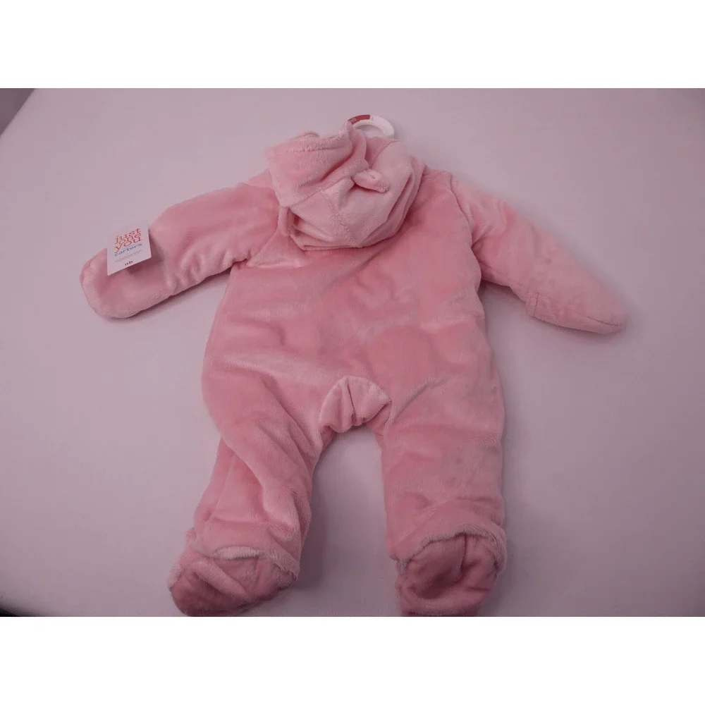 Carter's Just One You Pink Cat One-Piece Fleece/Fuzzy Zipper Footed Bodysuit
